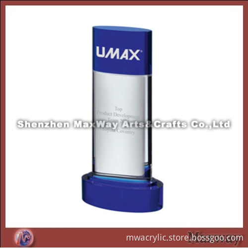 Pure Blue Elliptical Cheap High Grade Acrylic Award Trophy